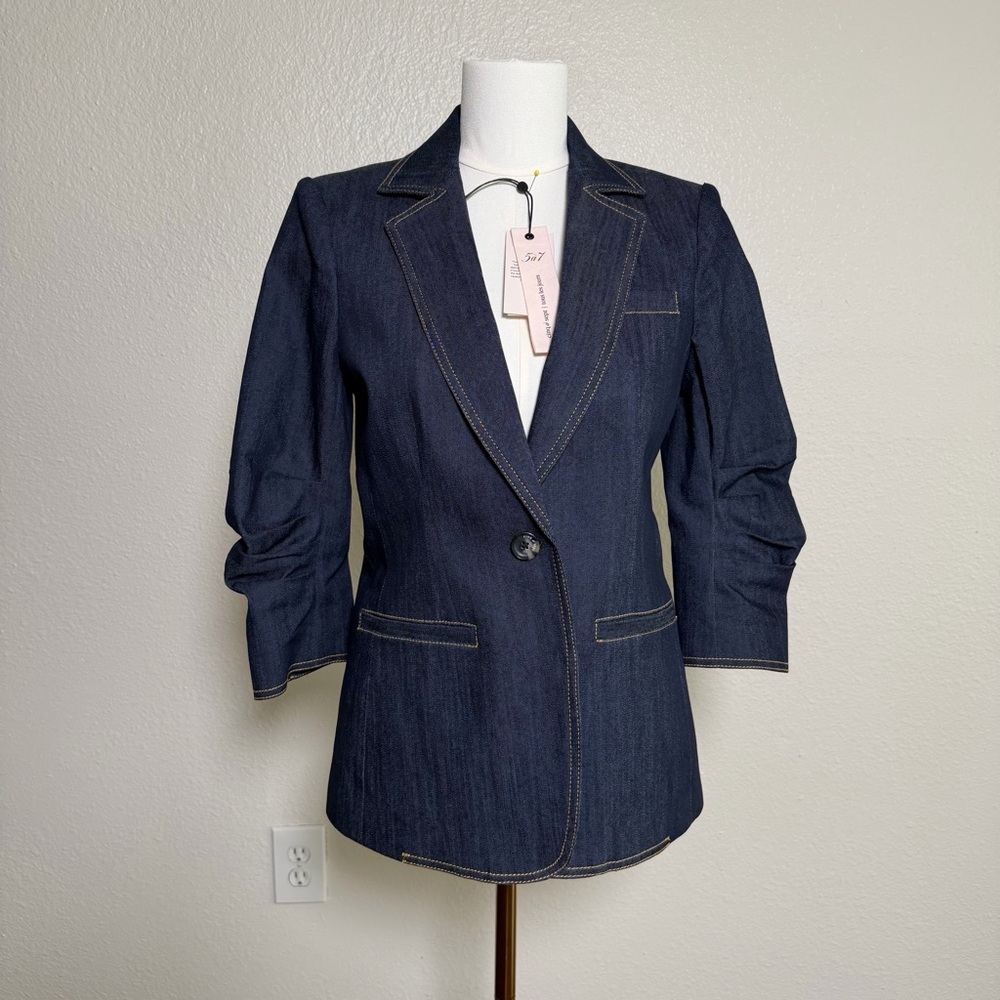 Cinq à Sept Denim Khloe Blazer Indigo Size 4 (New with Detached Tags)